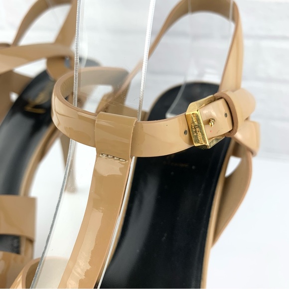 Saint Laurent Tribute Patent Leather Sandal Heels Size 39.5 - Picture 6 of 16